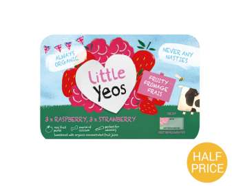 Yeo Valley little yeos strawberry & raspberry yogurt 6x45g