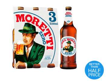 Birra Moretti zero alcohol free beer 3x330ml